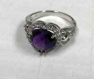 img 1 attached to Stunning Peora Amethyst Heart Halo Ring With Genuine Gemstone And White Topaz In 14K White Gold - Sizes 5 To 9 review by Liz Smith