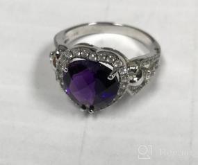 img 5 attached to Stunning Peora Amethyst Heart Halo Ring With Genuine Gemstone And White Topaz In 14K White Gold - Sizes 5 To 9