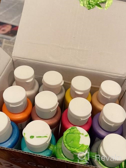 img 1 attached to 12 Metallic Acrylic Pouring Paints By GenCrafts - Pre-Mixed High Flow And Ready To Pour - 2 Oz./59 Ml Bottles - Ideal For Canvas, Paper, Wood, Rocks, And More - Versatile Multi-Purpose Paint Set review by Tonya Brown