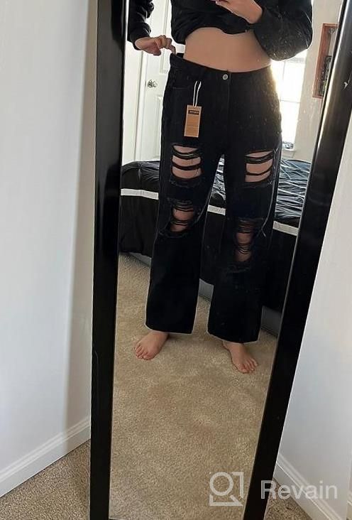 img 1 attached to Genleck Women Loose Ripped Boyfriends Jeans High Waist Baggy Denim Pants Distressed Wide Leg Jeans Y2K Mom Jeans review by Abby Johnson