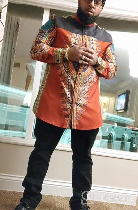 img 1 attached to 🌍 Showcase Your Style with COOFANDY Men's African Dashiki Sleeve Button Shirts review by Robert Goodlow