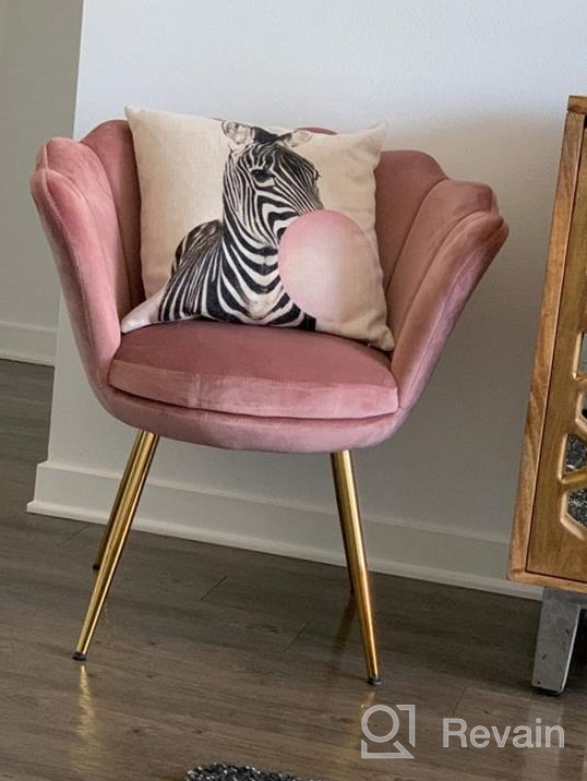 img 1 attached to 🪑 Kmax Living Room Chair: Mid Century Modern Retro Velvet Accent Chair with Golden Metal Legs - Blue Green review by Steven Stager