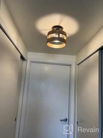 img 3 attached to Stylish And Functional: 2-Light Metal And Light Wood Flush Mount Ceiling Light For Hallway, Kitchen, And Porch