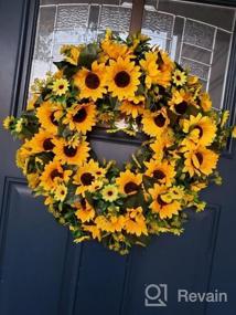 img 5 attached to Handcrafted Celebration Door Wreath With Sunflowers, Wildflowers, And Greenery - Perfect For Summer And Fall Decor