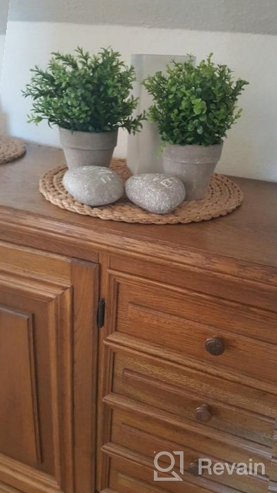 img 1 attached to U'Artlines 2 Pack Artificial Topiary Shrubs Fake Greenery Plants Mini Potted Lavender For Tabletop Bathroom Home Decoration review by Miguel Yurco