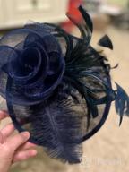 img 1 attached to Women'S Feather Flower Veil Fascinator Hair Clip Hat Bowler Tea Party Wedding Hat review by Heather Schmidt