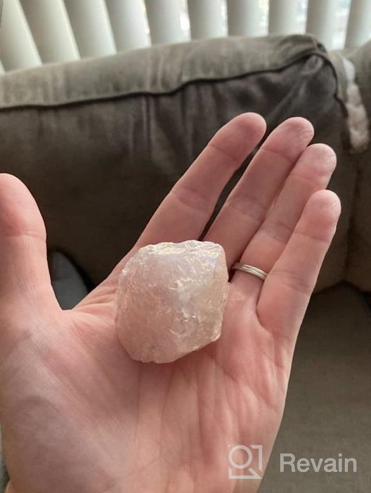 img 1 attached to Angel Aura Rose Quartz Crystal Chunk - High Energy Raw Cuarzo Rosa Titanium Bonded - Natural Reiki Rock For Love And Passion With Information Card - Family Owned And Operated review by Amber Chandler