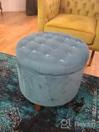 img 1 attached to Teal Velvet Round Ottoman With Storage - Stylish And Chic Addition To Your Living Room And Bedroom Decor By Homepop review by Jennifer Bernard