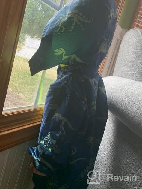 img 1 attached to Waterproof Boys Rain Jacket - Lightweight Zipper Hoodies W/ Dinosaurs Design For Kids Outerwear review by Shane Jenkins