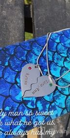 img 6 attached to Valyria Stainless Steel Personalized Key Heart Puzzle Necklace Set With Birthstones - Custom Made With Any Name