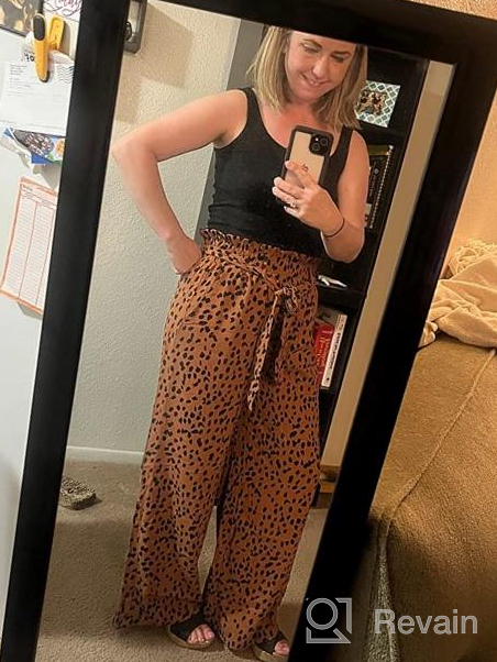 img 1 attached to Leopard Print High Waisted Palazzo Pants For Women - Wide Leg Long Trousers With Belt And Convenient Pockets By SySea review by Erica Wilson