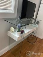 img 1 attached to Modern Glass Console Table With Storage - Perfect For Small Spaces - Use As An Entryway Table, Writing Desk, Computer Desk, TV Stand, Or Buffet Table - Stylish Accent Furniture From Ivinta review by John Sharma