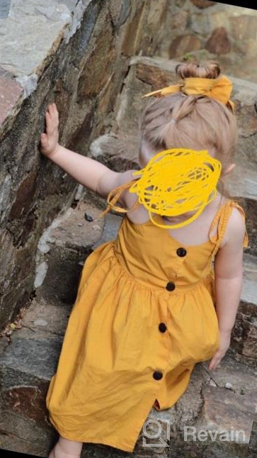 img 1 attached to Adorable Toddler Summer Button Princess Sundress: Girls' Clothing Must-Have for Stylish Dresses review by Robert Jackson