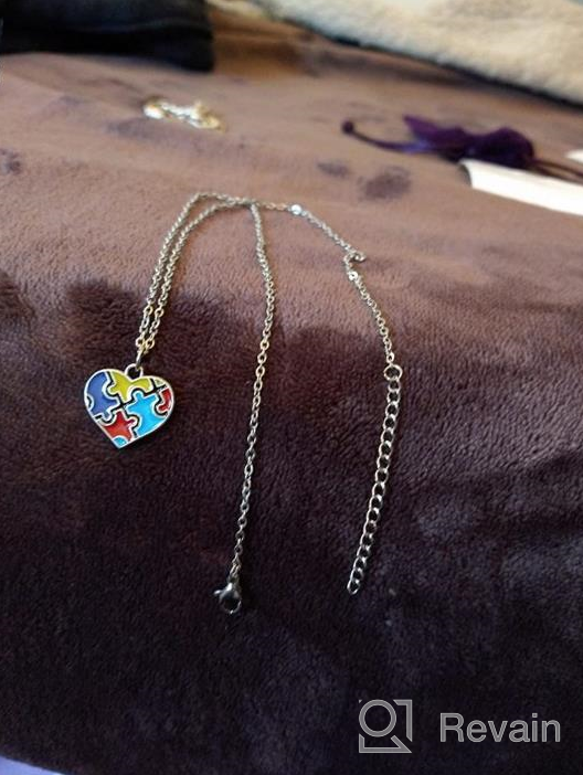 img 1 attached to BEKECH Autism Awareness Necklace - Puzzle Jigsaw Heart Charm Pendant 🧩 for Autistic Children, Autism Mom, Teachers & Speech Language Pathologists - Unique Gift review by James Davis