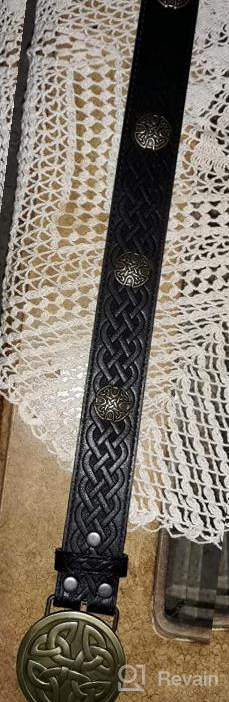 img 1 attached to Celtic Pattern Embossed Black Leather Men's Accessories for S-size review by Joel Norfork