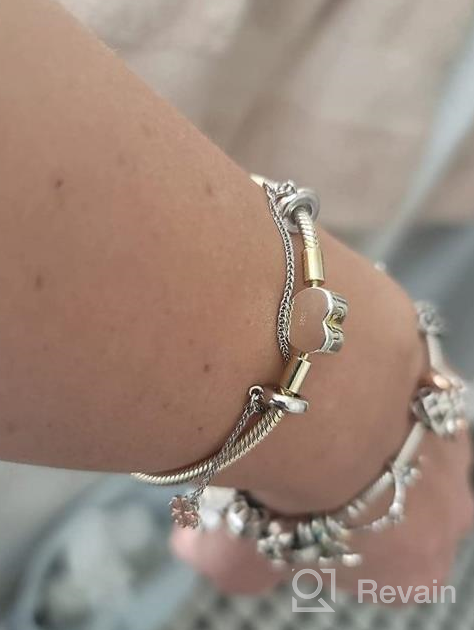 img 1 attached to Sterling Silver Yellow Gold Snake Chain Bracelet for Pandora Charms 🐍 - LONAGO Jewelry Moments, Fits Any Charm, Perfect Gift for Women and Girls review by Melisa Byers