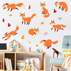 img 4 attached to 🦊 WOYINIS Cute Fox Wall Decals: DIY Animal Foxes Pine Leaves Wall Stickers for Creative Room Decor