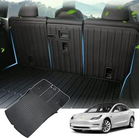 img 4 attached to KUST Custom Fit Trunk Mat - All Weather Black Cargo Mat Liner for Tesla Model Y 5-Seater (2020-2022) - Back Seat Protector with Full Coverage