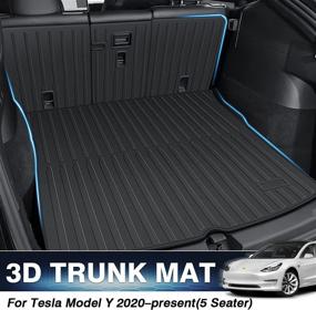 img 3 attached to KUST Custom Fit Trunk Mat - All Weather Black Cargo Mat Liner for Tesla Model Y 5-Seater (2020-2022) - Back Seat Protector with Full Coverage