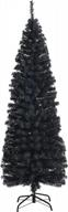 рождественская елка с черным карандашом 6 футов - 520 наконечников веток, металлическая подставка и тонкий дизайн для праздничных украшений в помещении логотип