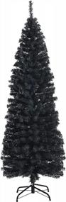 img 4 attached to 6Ft Black Pencil Christmas Tree - 520 Branch Tips, Metal Stand & Slim Design For Indoor Holiday Decorations