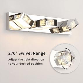 img 3 attached to Crystal LED Vanity Lighting - Dimmable Modern Bathroom Vanity Light Fixtures With Wall Lights For Over Mirror, 20.47 Inch Chrome, 18W Warm White