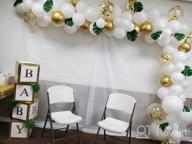 img 1 attached to 16 Ft White, Gold & Confetti Balloon Garland Arch Kit - 168 Pieces With Tropical Palm Leaves Greenery For Baby Shower Decorations, Wedding, Bachelorette, Engagement Party, Birthday Anniversary review by James Hova