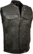 👕 men's milwaukee leather soa club cut motorcycle vest with snaps and zipper front logo