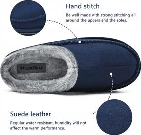 img 1 attached to Men'S Comfy Memory Foam Clog Slippers With Arch Support, Faux Fur Lining, And Handmade Microsuede Stitching - Ideal For Indoor And Outdoor Wear On Rubber Soles By KuaiLu