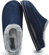 men's comfy memory foam clog slippers with arch support, faux fur lining, and handmade microsuede stitching - ideal for indoor and outdoor wear on rubber soles by kuailu logo