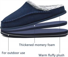 img 3 attached to Men'S Comfy Memory Foam Clog Slippers With Arch Support, Faux Fur Lining, And Handmade Microsuede Stitching - Ideal For Indoor And Outdoor Wear On Rubber Soles By KuaiLu