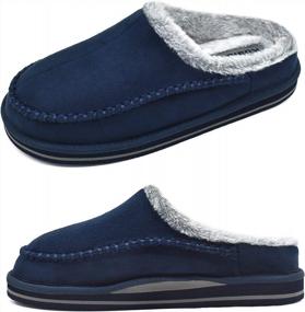 img 2 attached to Men'S Comfy Memory Foam Clog Slippers With Arch Support, Faux Fur Lining, And Handmade Microsuede Stitching - Ideal For Indoor And Outdoor Wear On Rubber Soles By KuaiLu