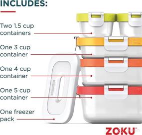 img 3 attached to 🍱 ZOKU - Neat Stack - Color Coded Nesting Food Storage Containers with Lids, Stackable, BPA Free, Microwave and Freezer Safe, Includes Cooling Freezer Pack (11 Piece Set)