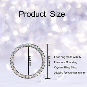 img 3 attached to 💎 Gseigvee Crystal Rhinestone Car Bling Ring Emblem Sticker - Sparkling Accessories for Push to Start Button, Key Ignition Starter & Knob Ring in Multi-Color