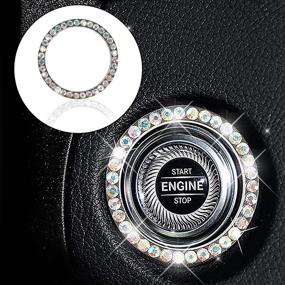 img 4 attached to 💎 Gseigvee Crystal Rhinestone Car Bling Ring Emblem Sticker - Sparkling Accessories for Push to Start Button, Key Ignition Starter & Knob Ring in Multi-Color