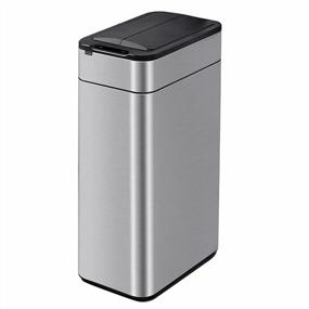 img 4 attached to ELPHECO 40L 10.6Gal Automatic Butterfly Lid Trash Can - Brushed Stainless Steel, Motion Sensor Garbage Bin For Kitchen/Office/Living Room