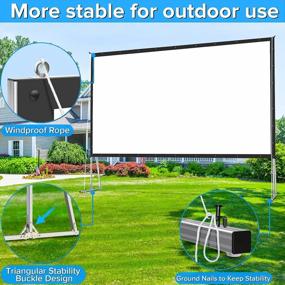 img 1 attached to JWSIT 200-Inch Outdoor Movie Screen With Stand - Upgraded 3-Layer PVC 16:9 Projection Screen For Home Theater Backyard, Portable Video Screen With Carrying Bag