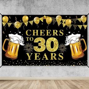img 4 attached to 30Th Birthday Party Decorations - Black And Gold Cheers To 30 Years Banner Backdrop, Anniversary Photo Booth Sign, And Supplies (72.8 X 43.3 Inch)
