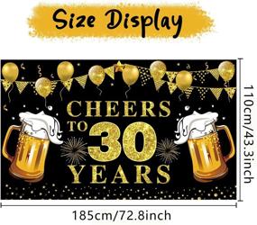 img 3 attached to Украшения для вечеринки по случаю 30-летия - черно-золотой приветственный фон для 30-летнего баннера, юбилейный знак для фотобудки и расходные материалы (72,8 X 43,3 дюйма)