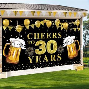img 1 attached to 30Th Birthday Party Decorations - Black And Gold Cheers To 30 Years Banner Backdrop, Anniversary Photo Booth Sign, And Supplies (72.8 X 43.3 Inch)