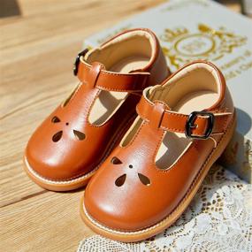 img 1 attached to Kids Girls Flat Dress Shoes School Oxfords Mary Jane Toddler Little Kids