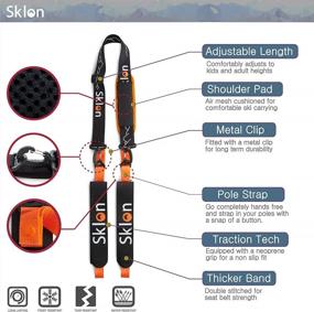 img 3 attached to Orange Sklon Ski Strap And Pole Carrier With Cushioned Shoulder Sling - Effortlessly Transport Your Ski Gear Anywhere - Great For Men, Women, Kids, And Families