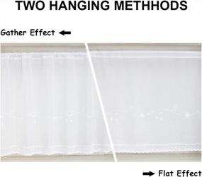 img 1 attached to Semi Sheer White Lace Cafe Curtain Valance Embroidery Leaves Handmade Crochet Macrame Window Vlances 17-Inch By 47-Inch For Kitchen