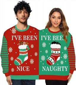 img 4 attached to PIZOFF Унисекс Ugly Christmas Sweater для пар - Пуловеры с круглым вырезом и рубашка с длинным рукавом