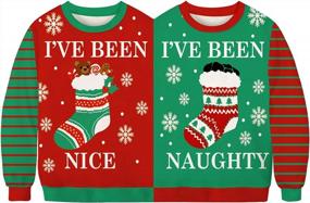 img 2 attached to PIZOFF Унисекс Ugly Christmas Sweater для пар - Пуловеры с круглым вырезом и рубашка с длинным рукавом