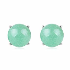 img 4 attached to Jade Stud Earrings For Women Natural Green Small Jade Sterling Silver Hypoallergenic Earrings Lucky Jewelry Gift For Graduation Birthday Anniversary Holidays (6.5Mm Sphere, Light Green)