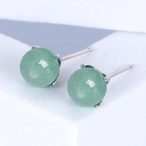 img 2 attached to Jade Stud Earrings For Women Natural Green Small Jade Sterling Silver Hypoallergenic Earrings Lucky Jewelry Gift For Graduation Birthday Anniversary Holidays (6.5Mm Sphere, Light Green)