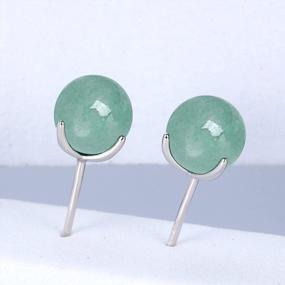 img 3 attached to Jade Stud Earrings For Women Natural Green Small Jade Sterling Silver Hypoallergenic Earrings Lucky Jewelry Gift For Graduation Birthday Anniversary Holidays (6.5Mm Sphere, Light Green)