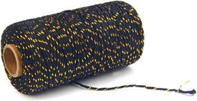 img 2 attached to 2 Roll Christmas Two-Color Gold Wire Combined Cotton Thread - 109 Yards/Roll - Xmas Hand Weave DIY Gift Wrapping Belt And Tag Fine Cotton Rope (Gold Wire Black)