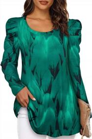 img 4 attached to Women'S Puff Sleeve Tunic Blouse For Broad Shoulders - Fall 2022 Casual Tummy Hiding A-Line Top